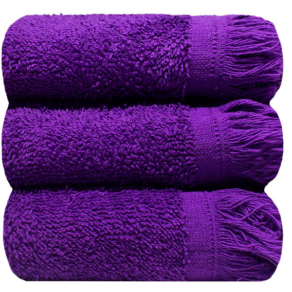 Bunty's Plush 380 GSM Terry Fringe Guest Towel - Royal Lilac(3Pc Pack)