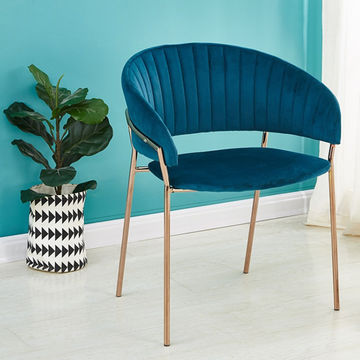 Modern blue & Gold color legs Chair