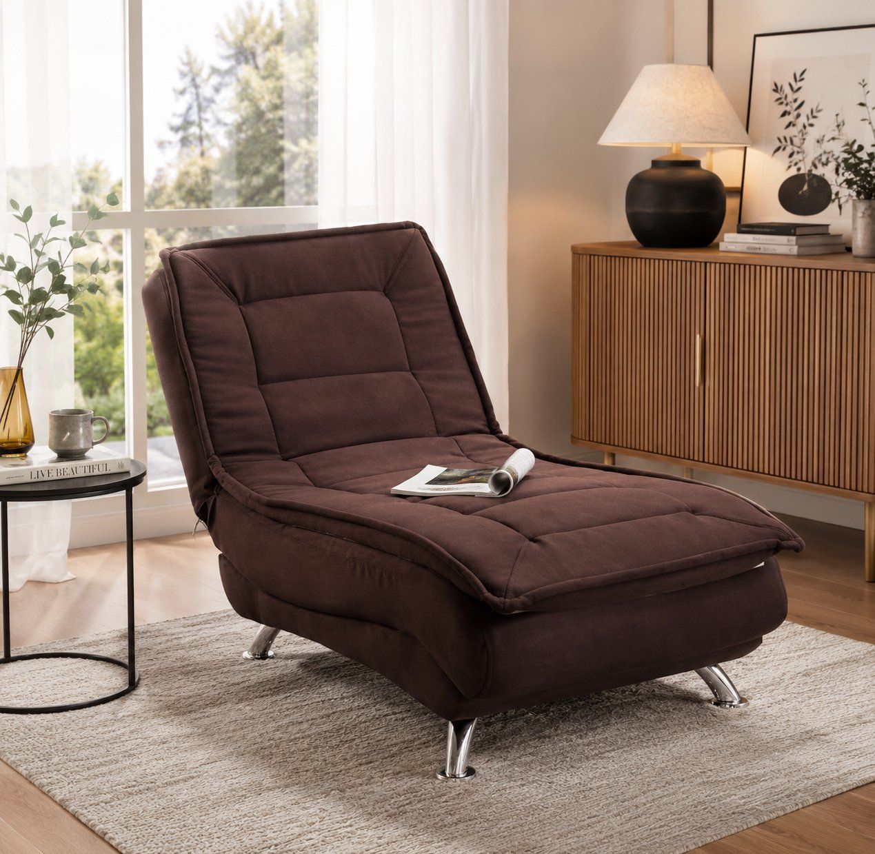 IG Furn- Lora Velvet Sleeper Sofa Brown
