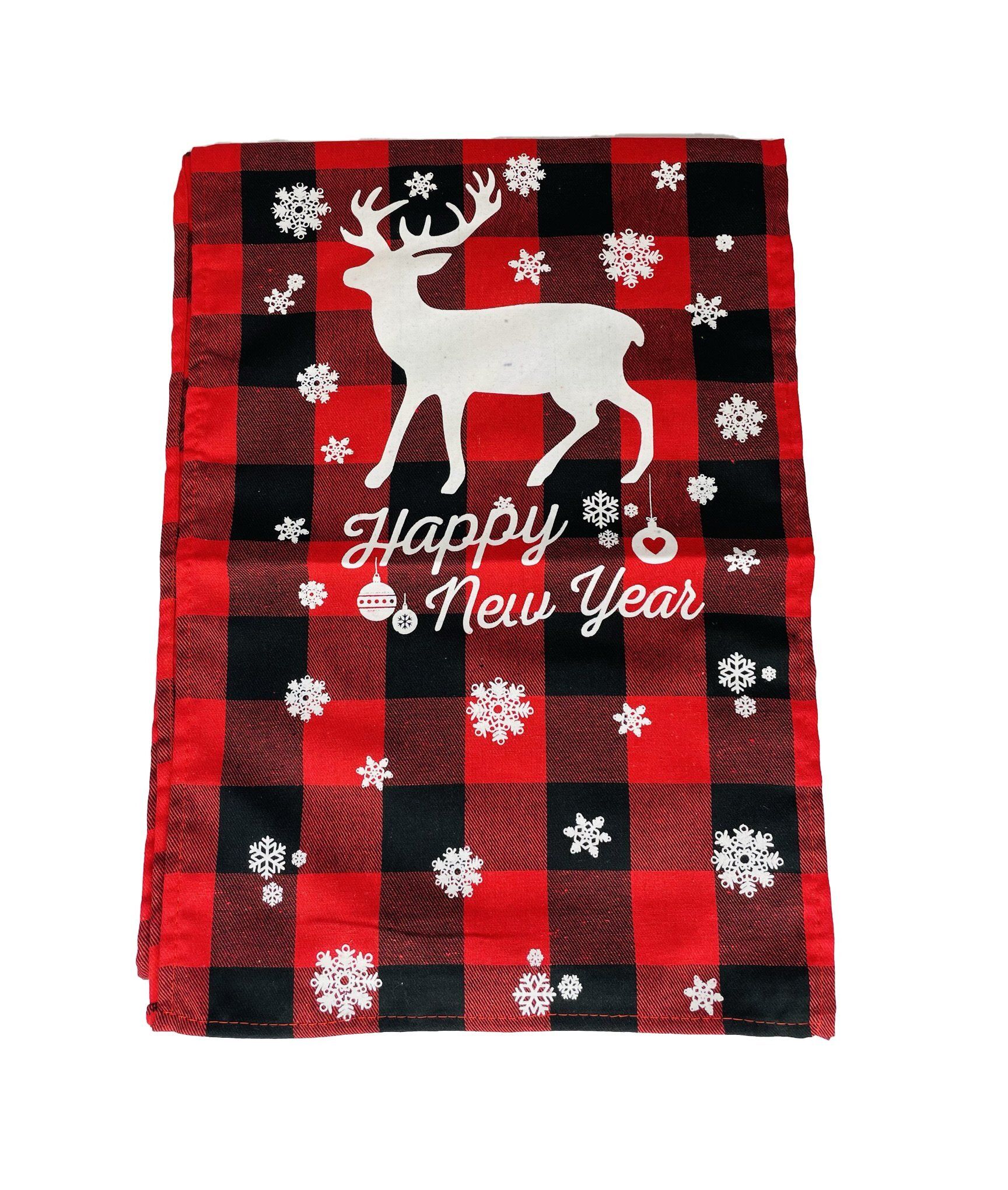 Table Runner Tartan With Snowflakes 33x180cm