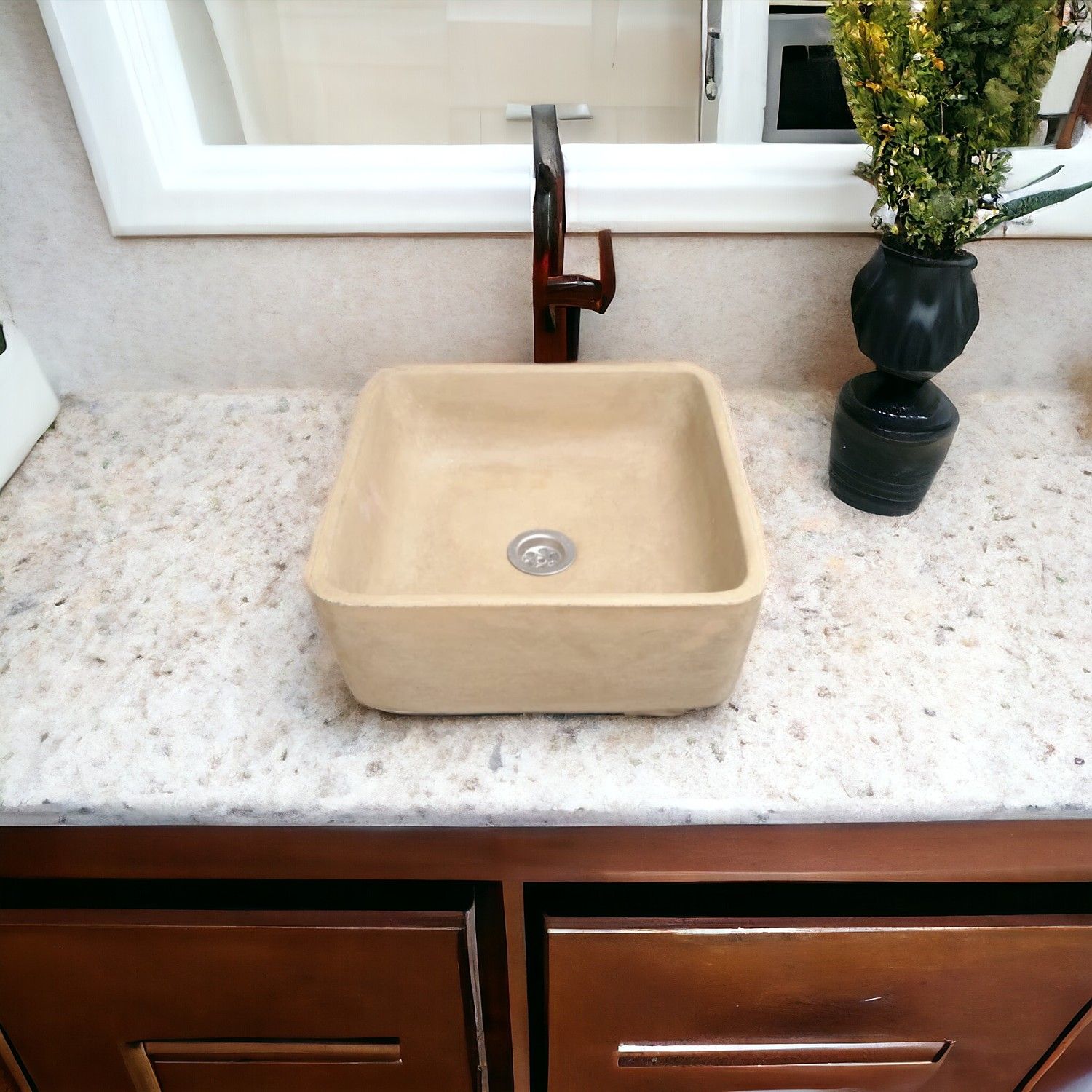 Sandstone Cement Handmade Countertop Butler Sink 31x31x12cm