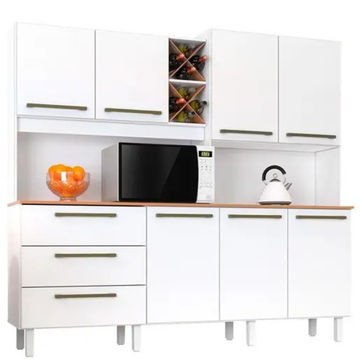 Ajax Kitchen Cabinet with 7 doors and 3 drawers White