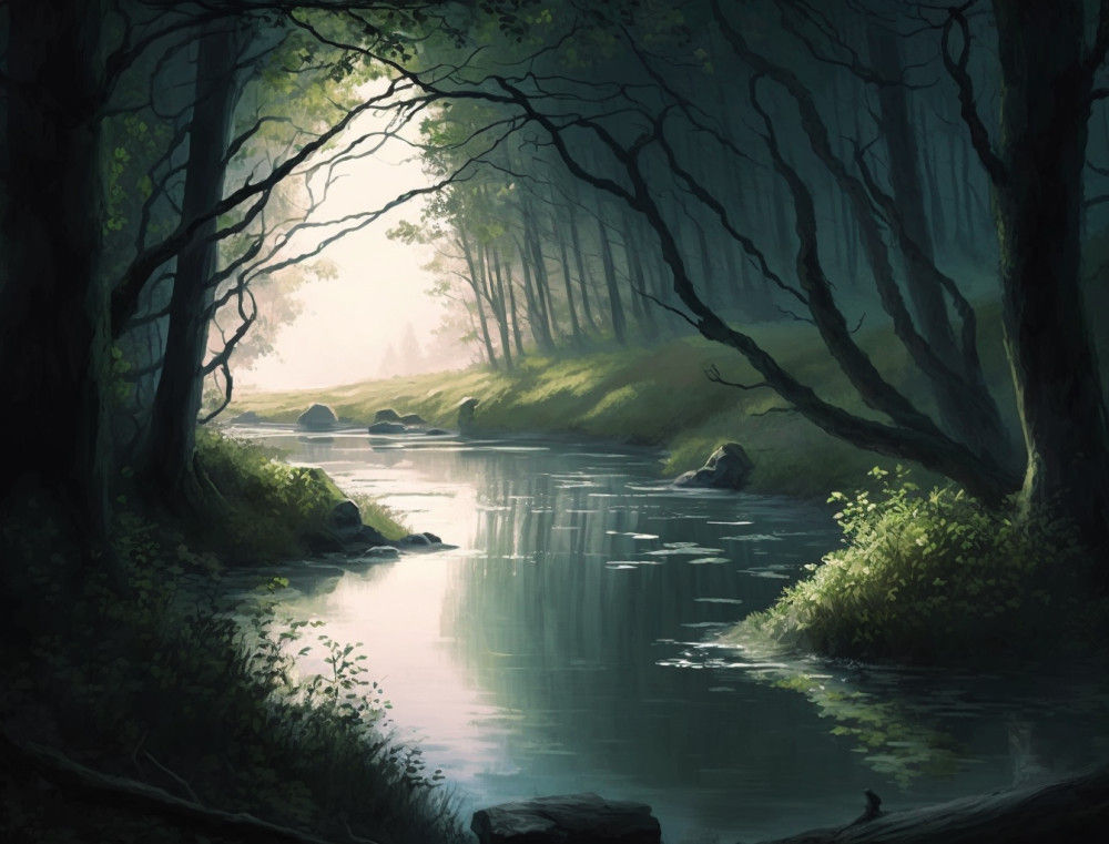Canvas Wall Art - Canvas Wall art: River Abstract Painting  - B1256 - [120 x 80 cm]