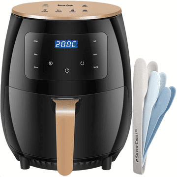 Silver Crest XL Digital Air Fryer Including a Nesting Tongs Set - Black