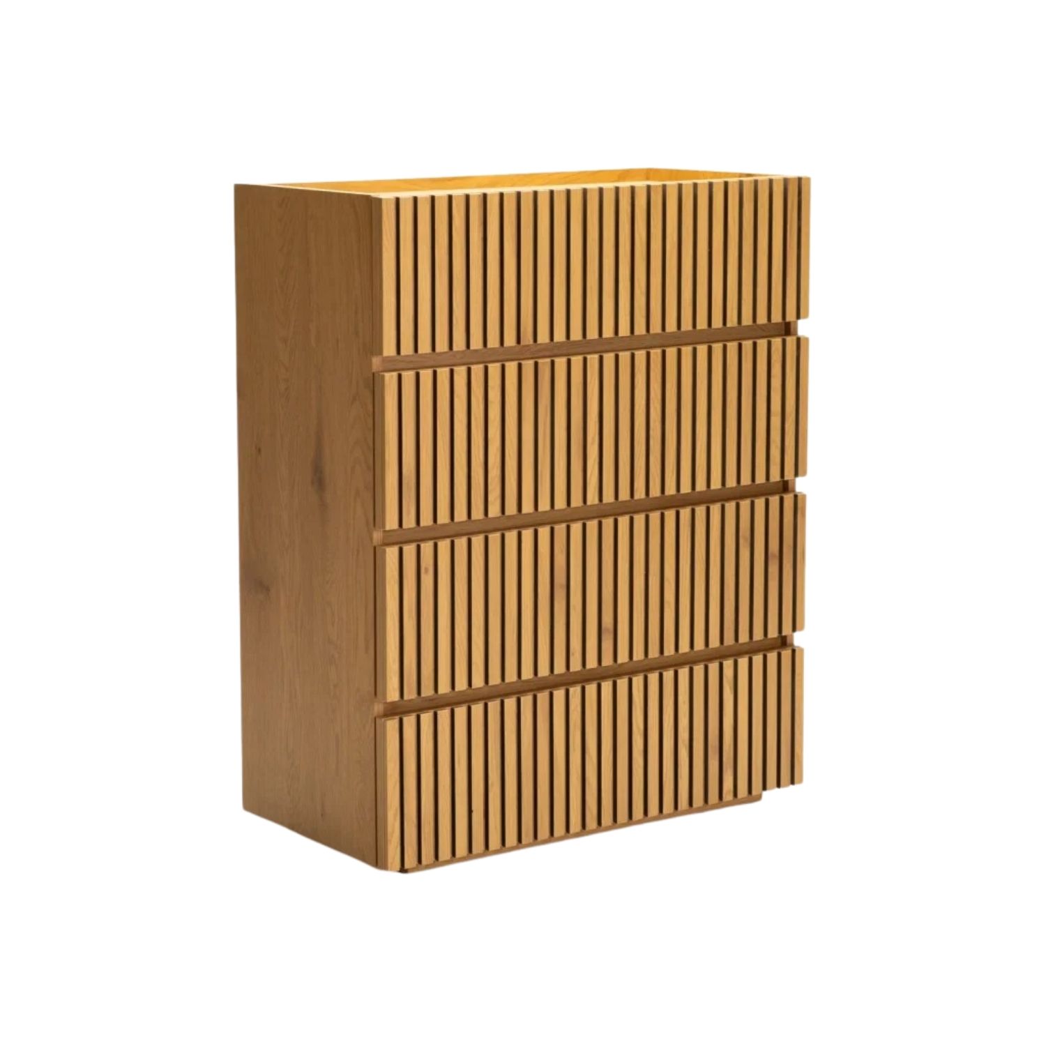 4 Drawer Oak Dresser with Modern Slatted Fronts