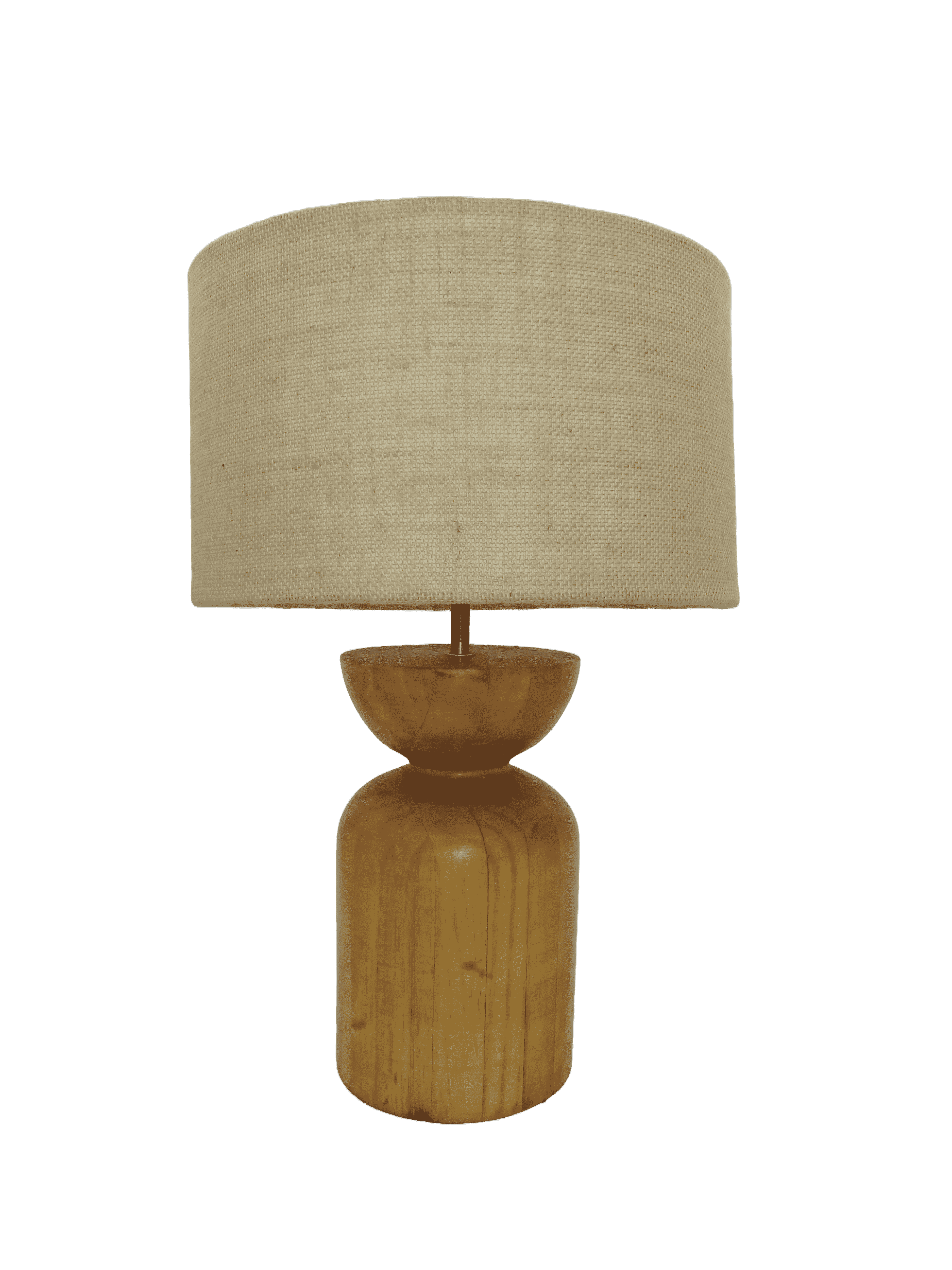 Meranti Stain Solid Wood Table Lamp + Shade | Hessian
