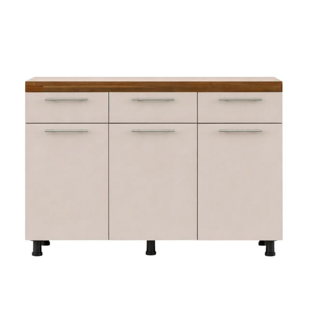 3-Door Kitchen Base Cabinet 1200 mm – White & Cappuccino Storage Unit for Kitchen & Home