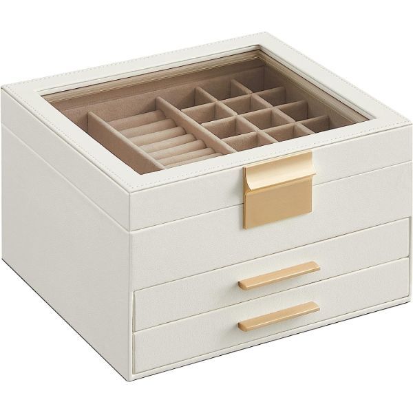3 Layers PU Leather Storage Box -white