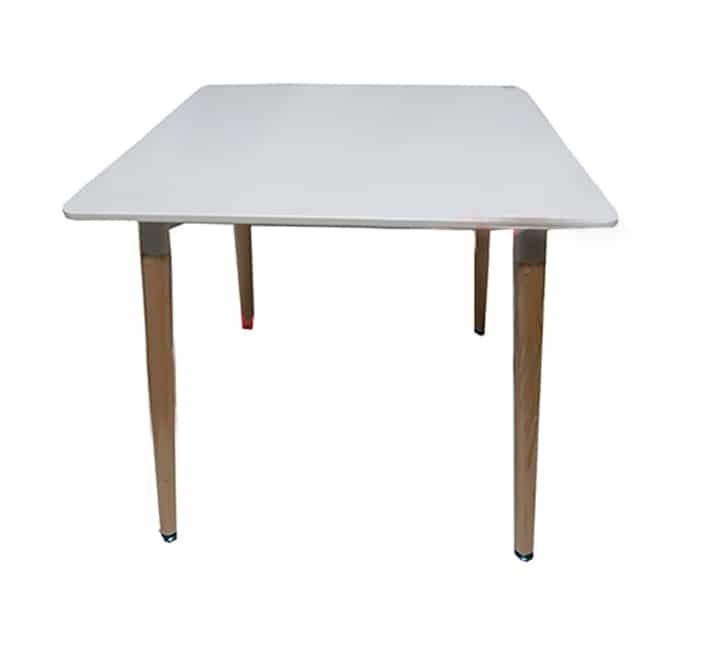 Vividitto - Square Cafe Table with Wooden Legs 80x80cm - White