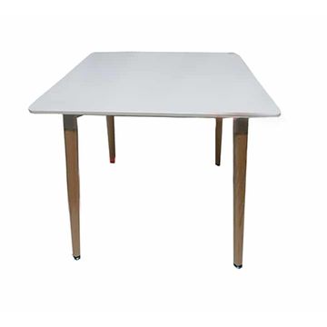 Vividitto - Square Cafe Table with Wooden Legs 80x80cm - White