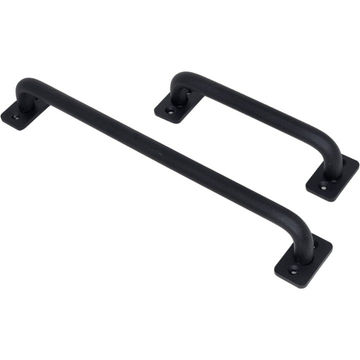 Gate or barn door handle in a black ferrograin finish