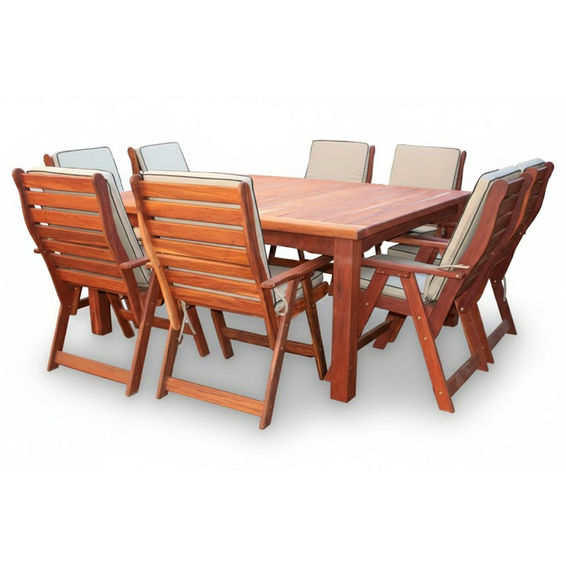 Zambezi Teak Patio Dining Set 8-Seater 1700mm Square x1 Table x8 ...