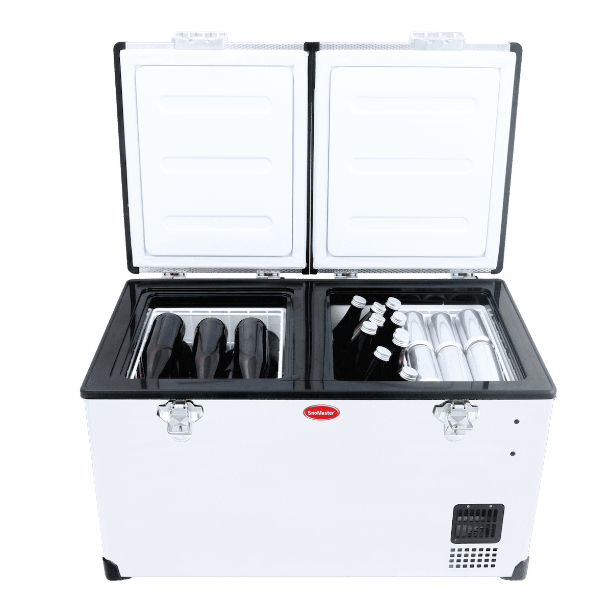 SnoMaster - 66L Low Profile Dual Compartment Portable Fridge/Freezer AC/DC - Stainless Steel (SMDZ-LP66D)