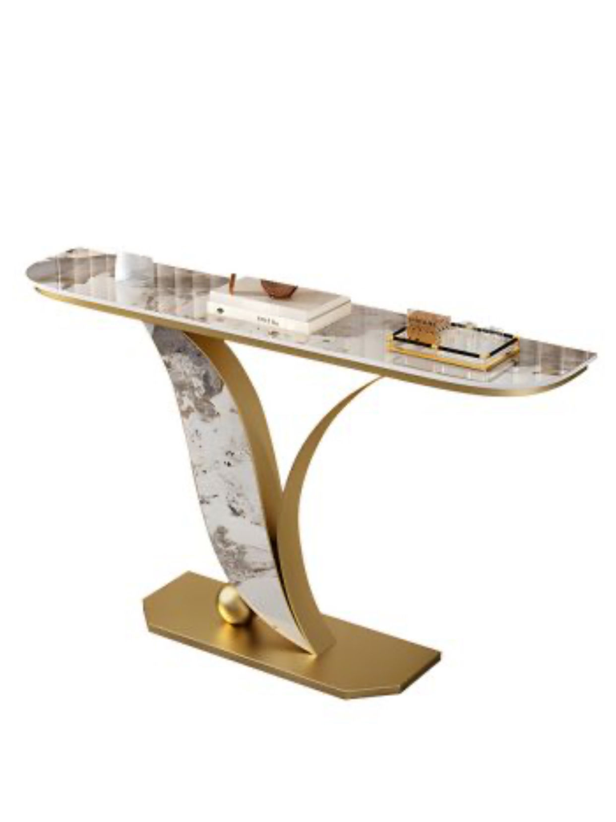EFURN Fortuna Marble tile top Console Table  (Rose Gold)