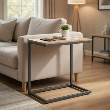 Bragg Essential C-Frame Sofa Side Table, Oak & Black