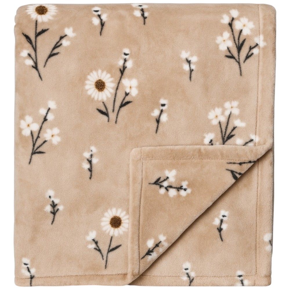 King Plush Blanket 274cm - Brown Floral