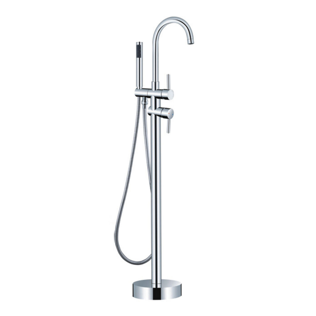 Trendy Taps Premium Quality Chrome Gooseneck Floor-Mounted Bath Mixer