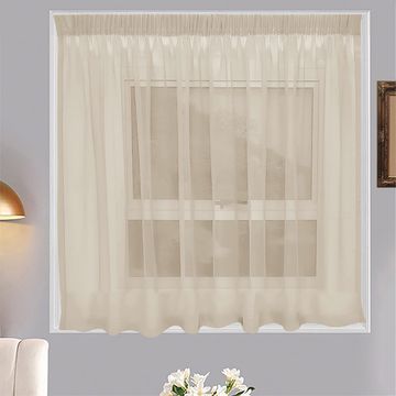 Matoc Designs Café Curtain - Mystic Voile - Stone - Taped - Single Layer - 250cm W x 120cm H