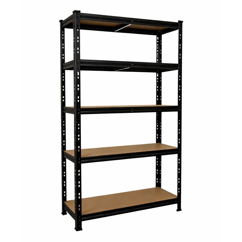 Bragg Heavy-Duty 5-Tier Industrial Steel Storage Rack Shelves, Black