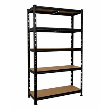 Bragg Heavy-Duty 5-Tier Industrial Steel Storage Rack Shelves, Black