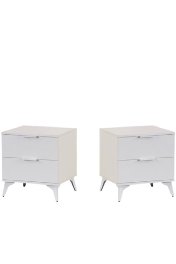 Modern White 2-Drawer Chest Combo – Stylish Bedroom Storage Cabinet with Spacious Drawers