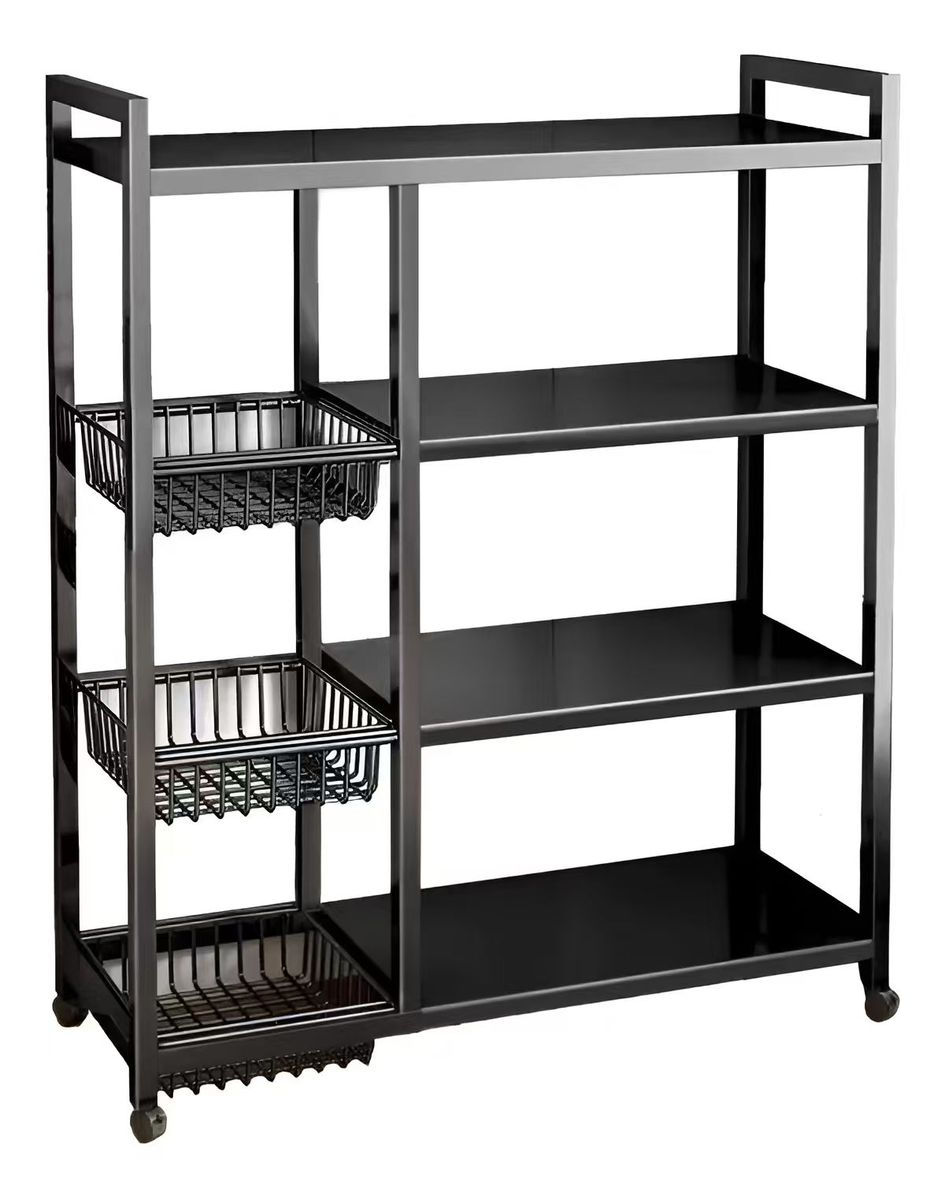 HOMEPOLA Four-Layer Metal Storage Rack, Organizer, With Wheels For Mobility - 80cm three storage basket