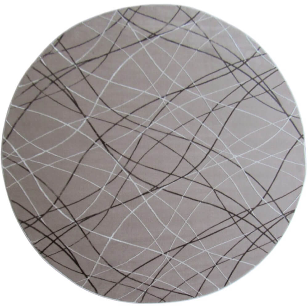 BK Carpets & Rugs – Modern Round Abstract Rug – Brown & White- 2m x 2m