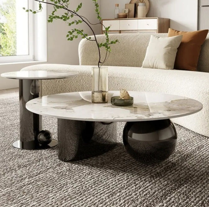 Alina Modern Coffee Table With Side Table -Black