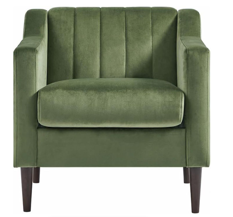 Velvet 1 Seater Sofa Arm Chair - Green