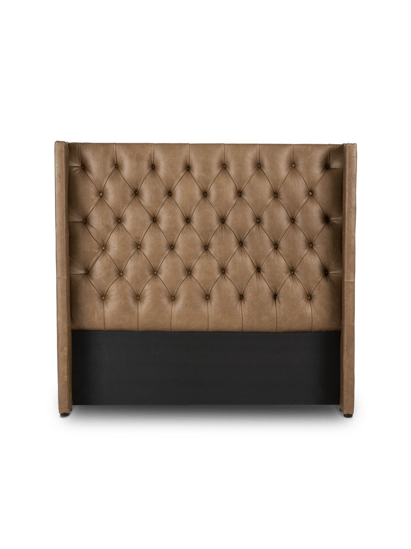Soft leather Brown buttoned headboard Double