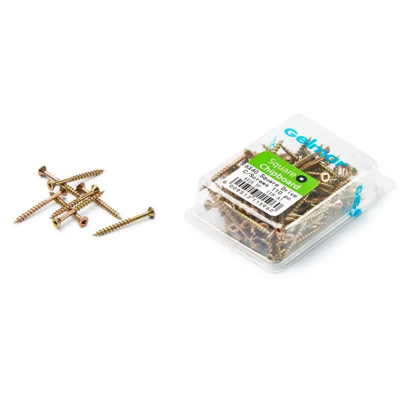 Chipboard Screws, Square, No.6, 3.5mm x 40mm, 110 Pieces
