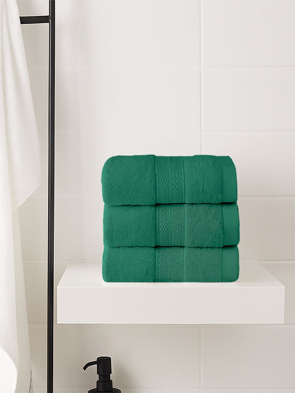 Plush Cotton Guest Towels - Hunter Green (03 Pc Pack)