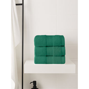 Plush Cotton Guest Towels - Hunter Green (03 Pc Pack)