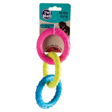 Dog Toy - Ring Tug Toy - Rubber - Pink, Blue & Green - 3 Pack