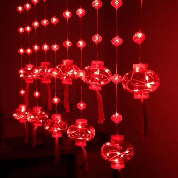 3.5M Plug-In Red Lantern Curtain Light - ZYF-123