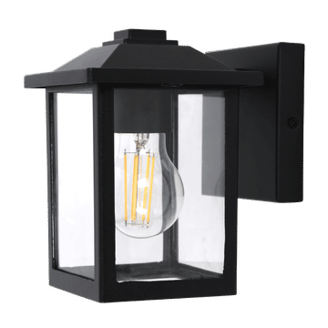 Zebbies Lighting Quinn Black Outdoor Wall Light with Clear Glass