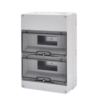 Grey Surface DB 2x12M Clear Door IP55