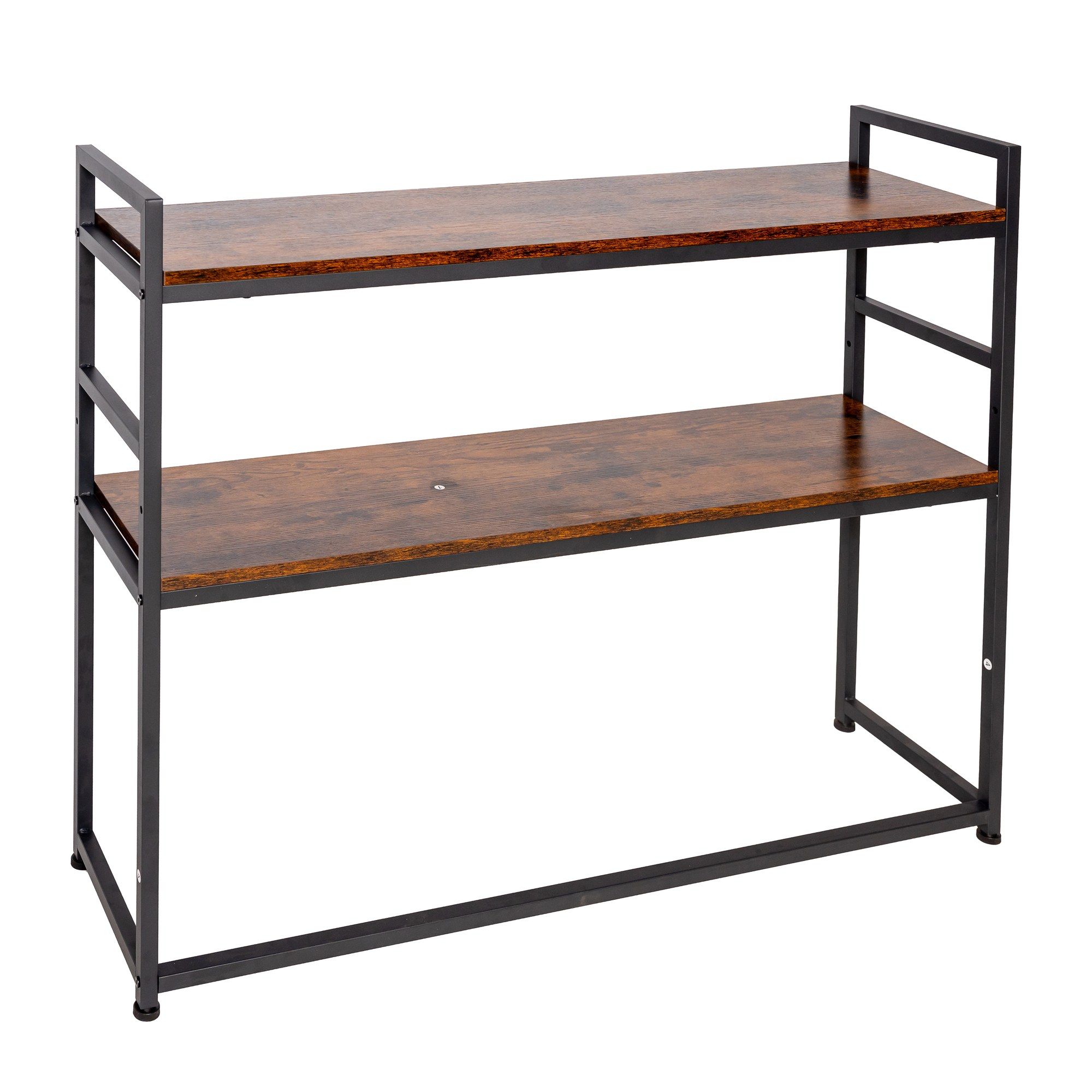 LAZAVA 2-tier Desktop Shelf Organiser, Metal & Wood Desk Storage Rack
