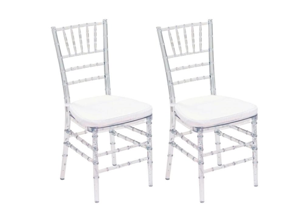 Tiffany Transparent Cushioned Dining Chair - 2 Piece