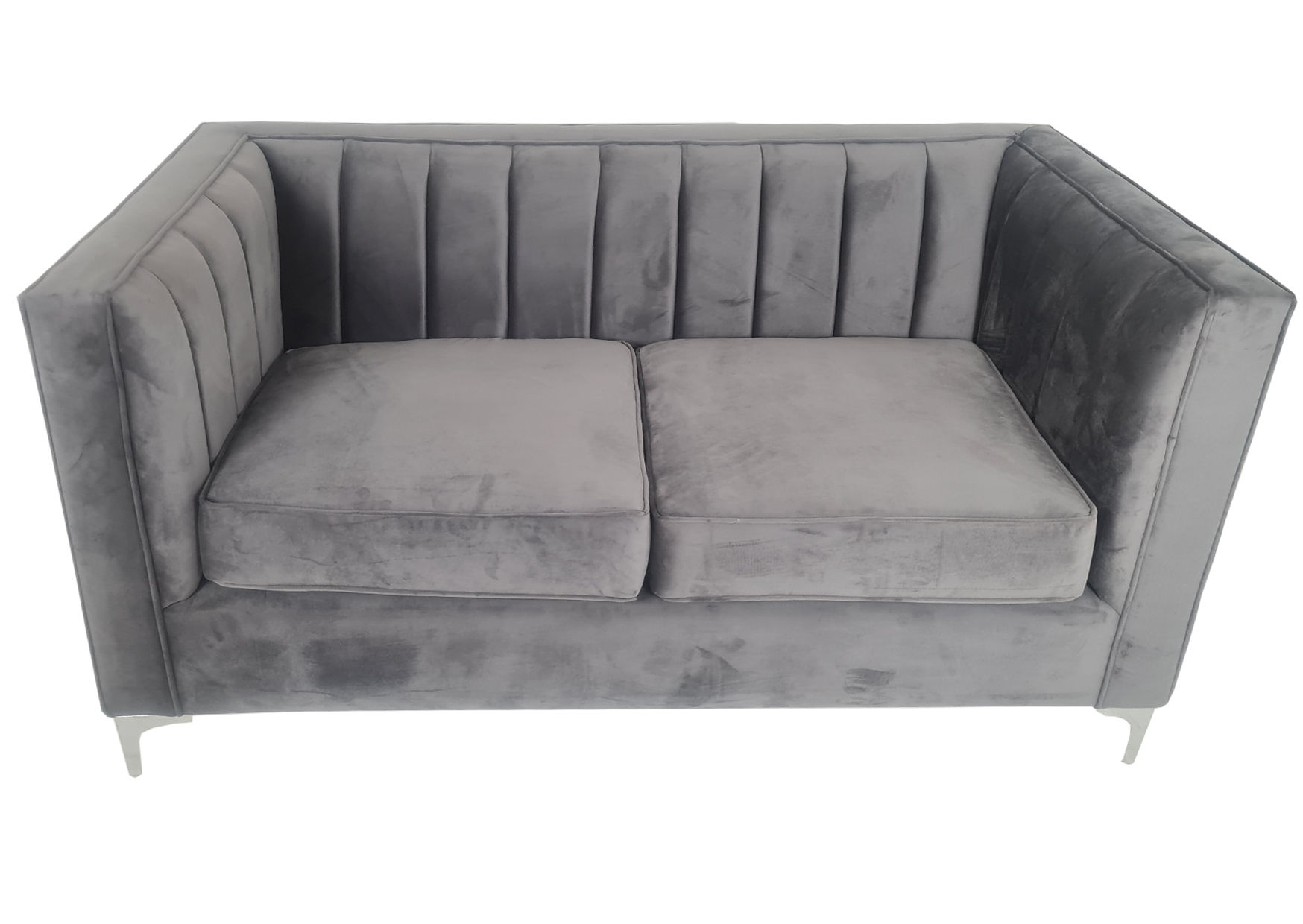 Oxford Two Seater Stripe Velvet - Grey