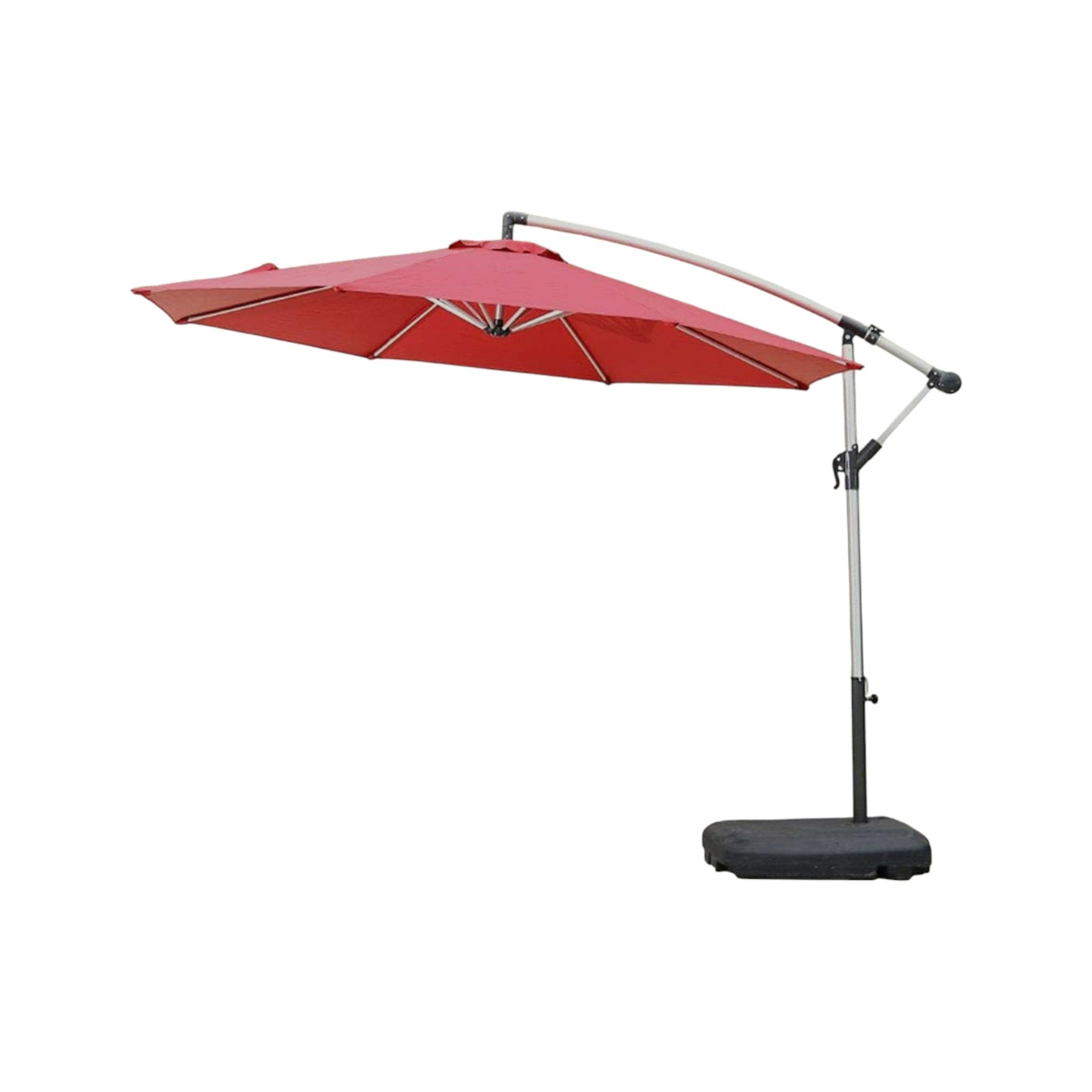 Aluminium Cantilever Patio Umbrella With Base - 3M (RED)