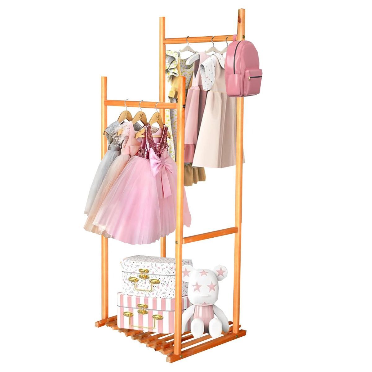 Wooden Garment Coat Clothes Hanging Duty Rack