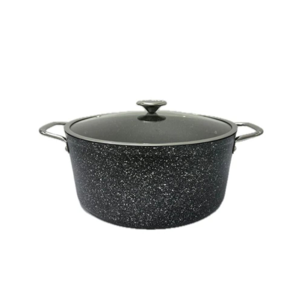 OMS 26cm Black Induction Deep Pot – Non-Stick Cooking Pot for All Stovetops
