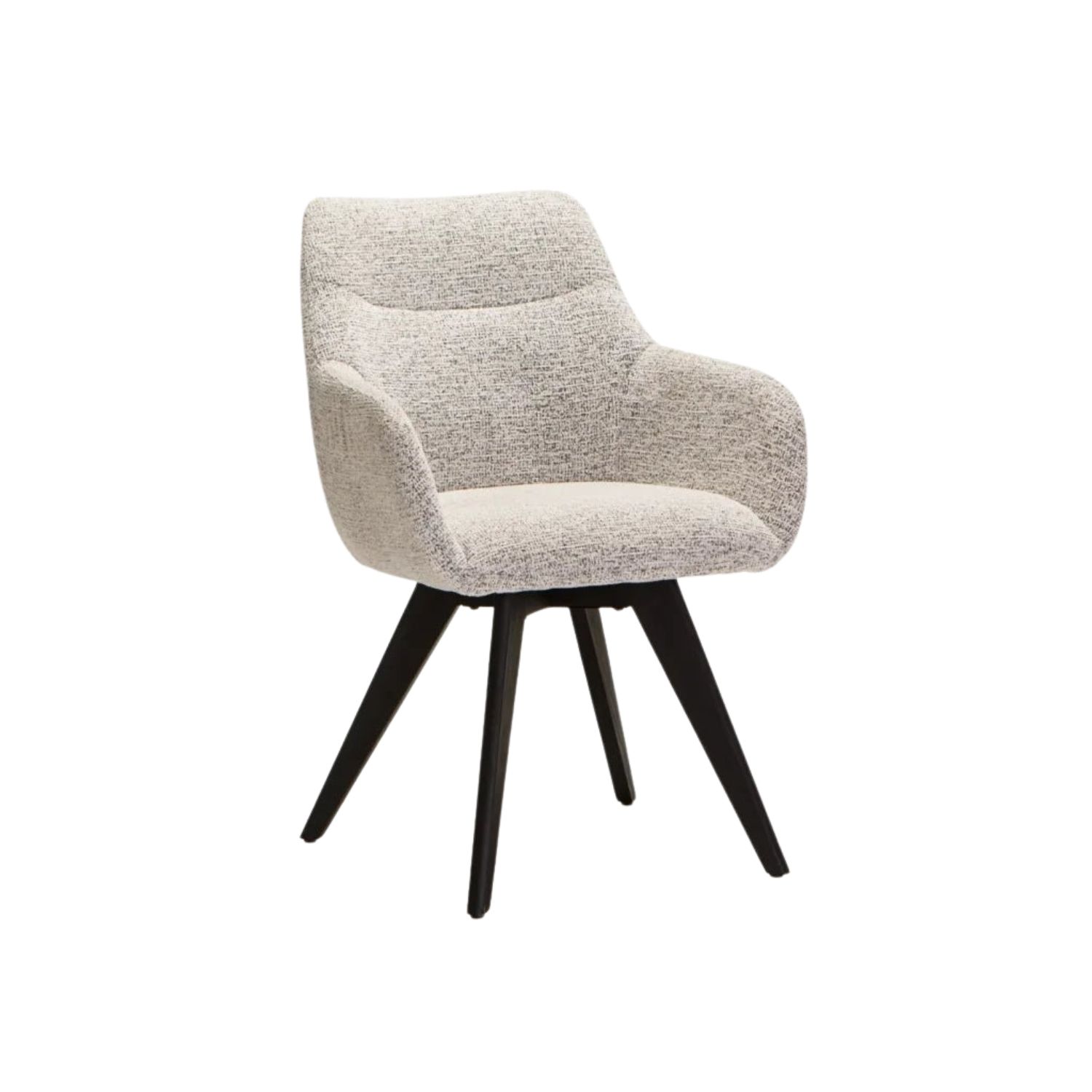 Speckled Grey Fabric Dining Chair With Black Legs