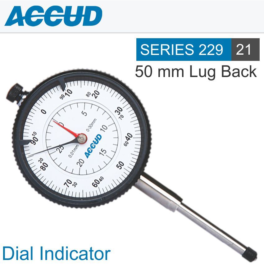 DIAL INDICATOR 50MM 0.01MM GRADIATED LUG&FLAT BACK