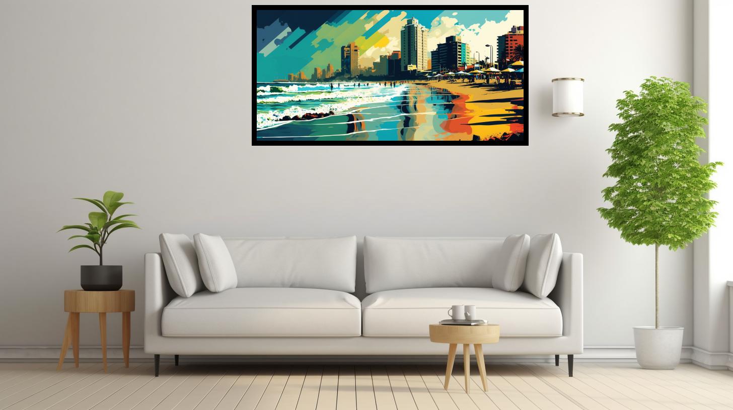 Canvas Wall Art - Canvas Wall Art –Durban Beachfront Abstract Painting - B1100 [120 x 80 cm]