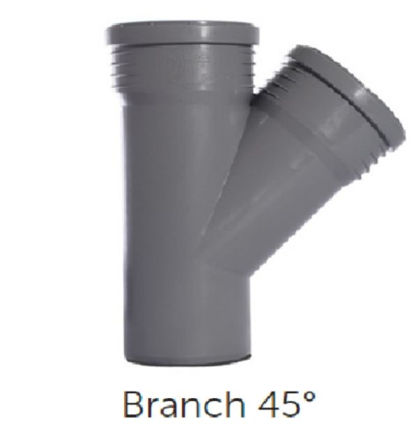 PVC/PP - 50/50mm Branch Tee 45 Degrees