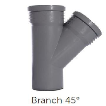 PVC/PP - 50/50mm Branch Tee 45 Degrees