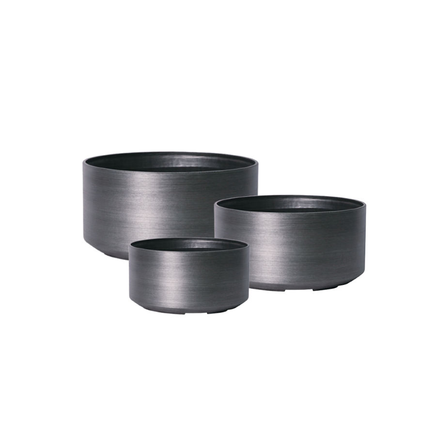 Pots ul/weight Low Set3 Cylinder design brushed steel