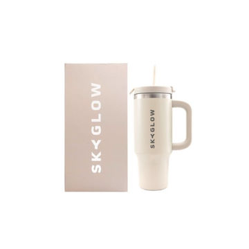 SkyGlow Tumbler with Straw 1.2L-LargeTumbler Travel Mug w Handle-Leakproof - Beach Sand - L